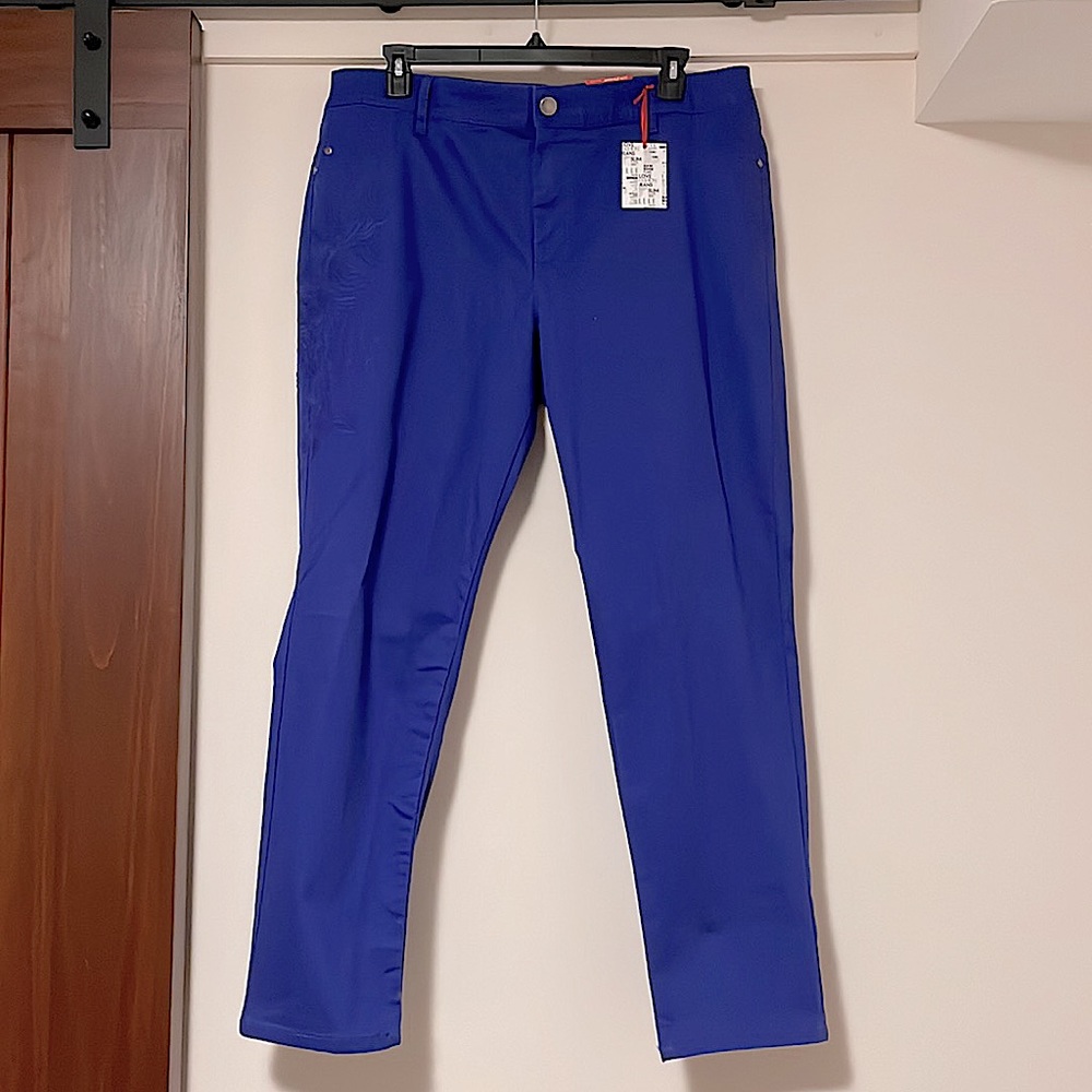 NWT! Beautiful Floral Embroidered Indigo Pants, women size 20W - Picture 2 of 11